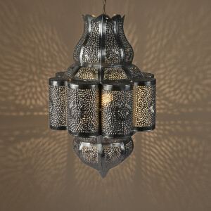 Lampe Harun Silber 45cm | Marokkanische Deckenleuchte aus...