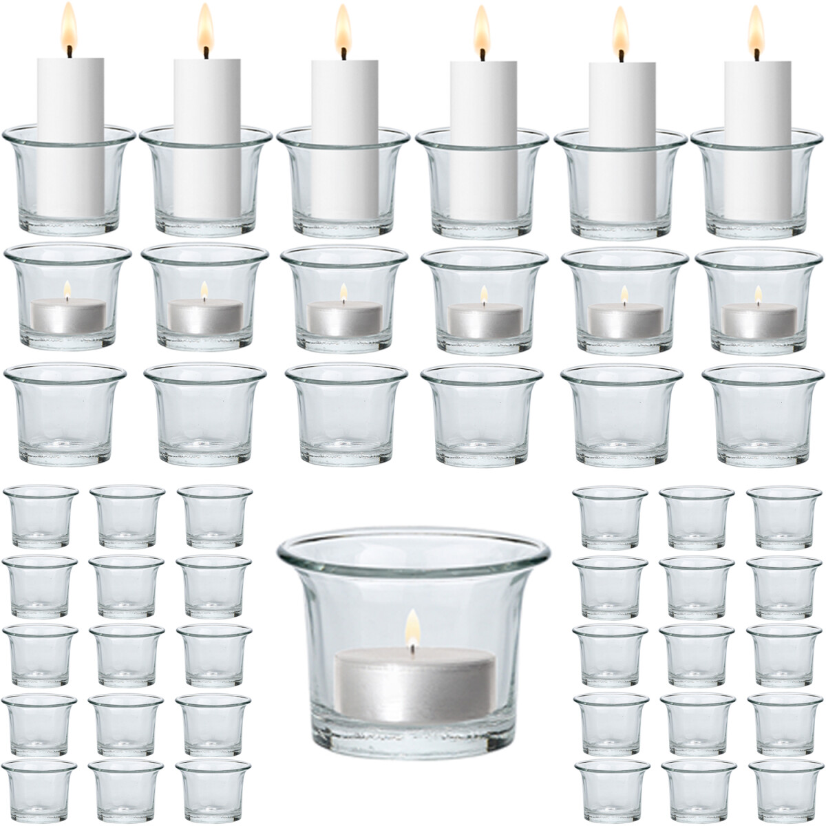 48er Set Teelichtgläser Kerzengl&au box