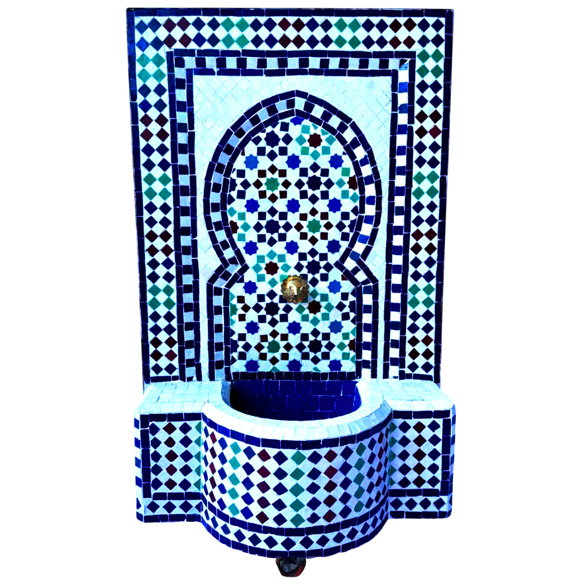 Marokkanischer Mosaik Gartenbrunnen 107cm | Boho Zimmerbrunn