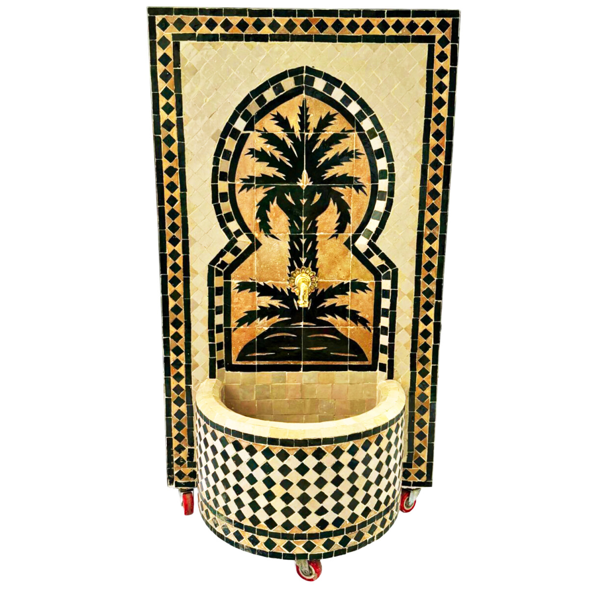 Marokkanischer Mosaik Gartenbrunnen 106cm | Boho Zimmerbrunn