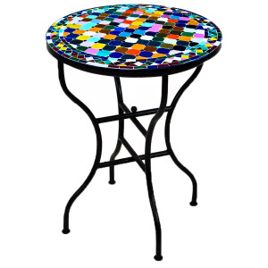 Marokkanischer Mosaiktisch Marrakesch Bunt 80cm | Handarbeit