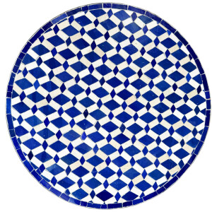 Marokkanischer Mosaiktisch Moro Blau Weiss Ø60 cm...