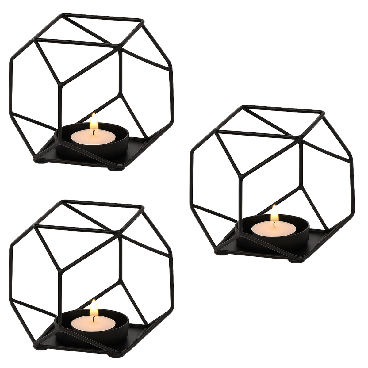 3er Set Sarpene -1- Teelichthalter aus Metall geometrisch sc