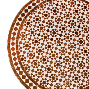 Marokkanischer Mosaiktisch Marrakesch Natur Braun 100cm | Handarbeit