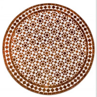 Marokkanischer Mosaiktisch Marrakesch Natur Braun 100cm | Handarbeit