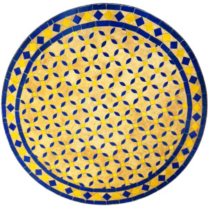 Marokkanischer Mosaiktisch Giralda Natur Blau Gelb 80cm |...