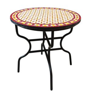 Marokkanischer Mosaiktisch Giralda Beige Bordeaux Gelb...