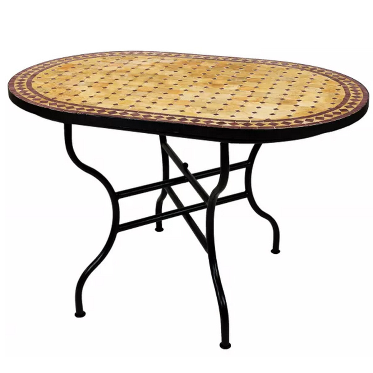 Marokkanischer Mosaiktisch Marrakesch Beige Bordeaux 100x60 