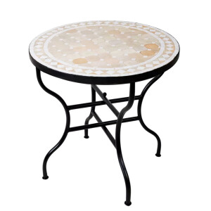 Marokkanischer Mosaiktisch Marrakesch Beige Weiss 80cm |...