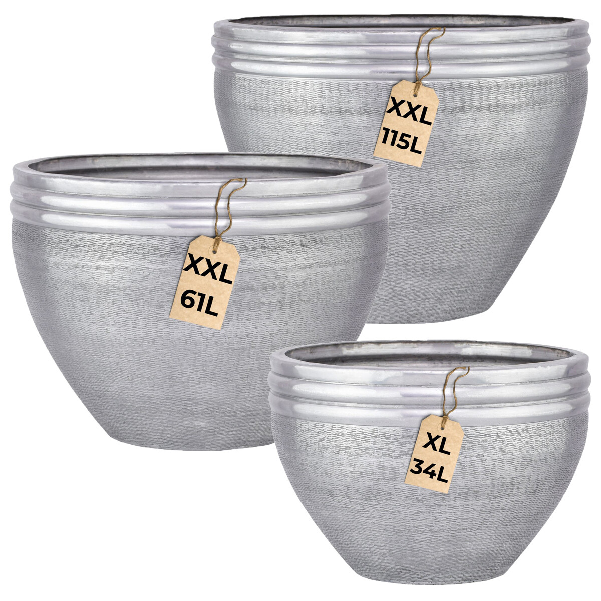 3er Set Moderner Blumentopf Calvino edel box