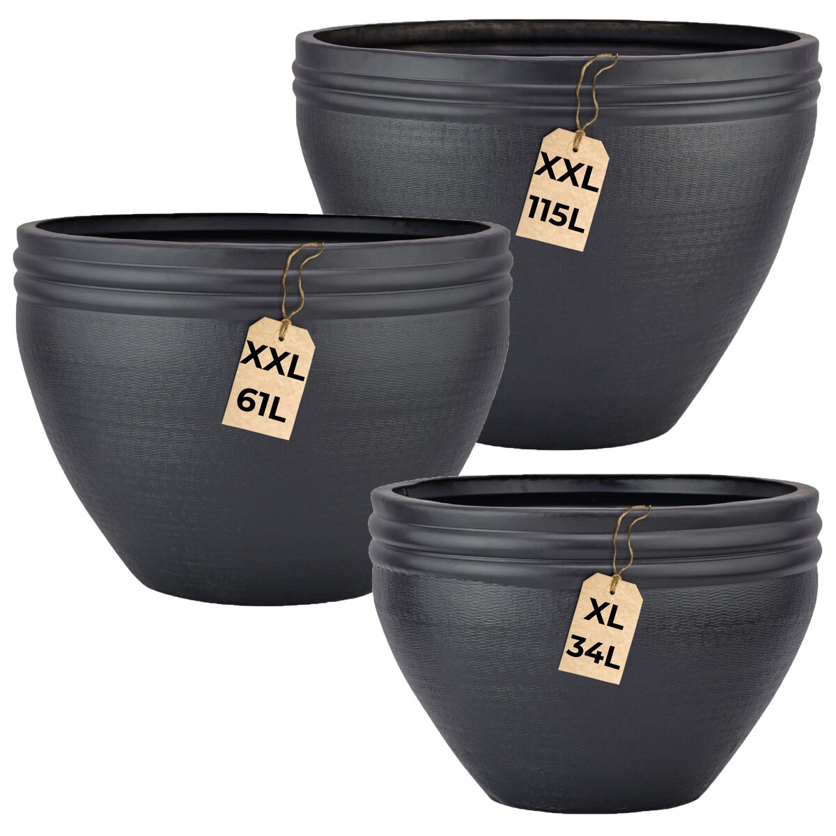 3er Set Moderner Blumentopf Calvino aus  box
