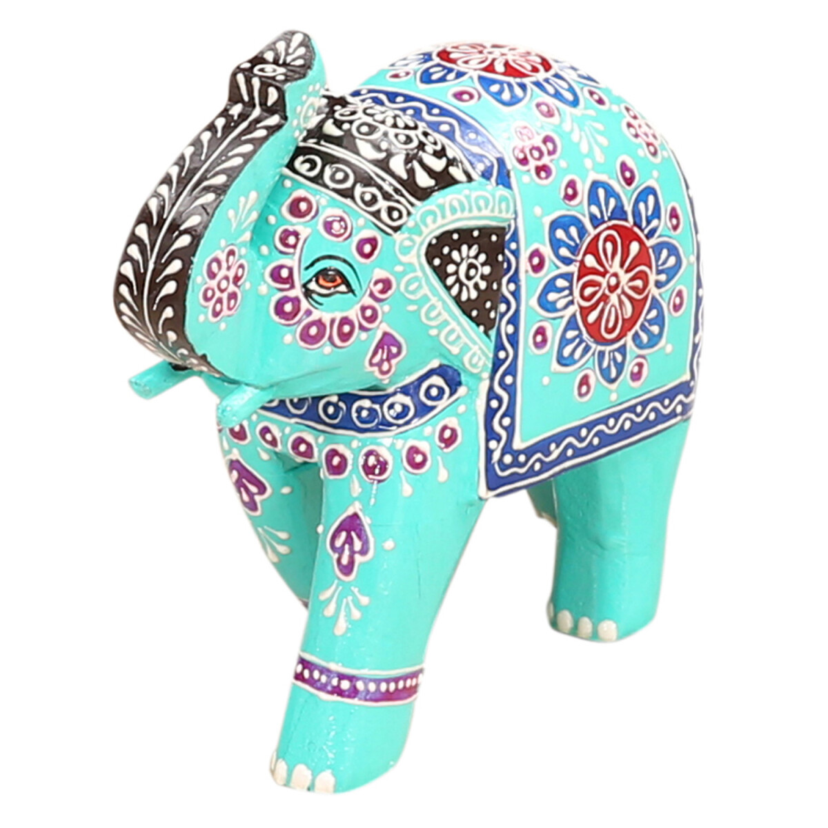 Deko-Elefant Laksha handgefertigt aus Mangoholz in Blau 19 c