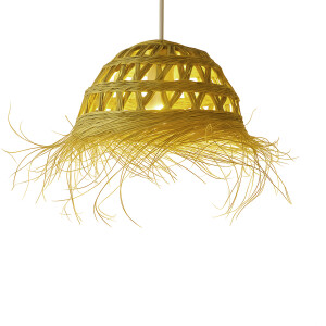 Pendelleuchte Baracoa | Boho Hängelampe aus Doumpalmenblatt Stroh 45cm