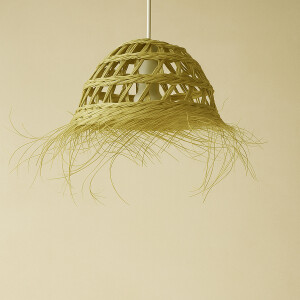 Pendelleuchte Baracoa | Boho Hängelampe aus Doumpalmenblatt Stroh 45cm