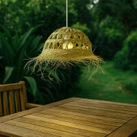 Pendelleuchte Baracoa | Boho Hängelampe aus Doumpalmenblatt Stroh 45cm