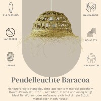 Pendelleuchte Baracoa | Boho Hängelampe aus Doumpalmenblatt Stroh 45cm