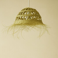 Pendelleuchte Baracoa | Boho Hängelampe aus Doumpalmenblatt Stroh 45cm