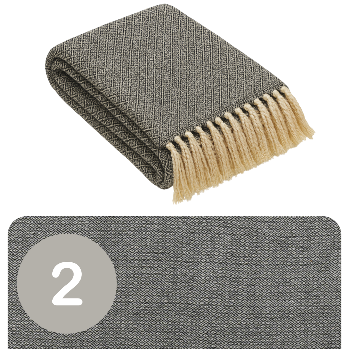 2er Set Calix Tagesdecke Decke Dunkelgrau 125x150 aus Baumwo