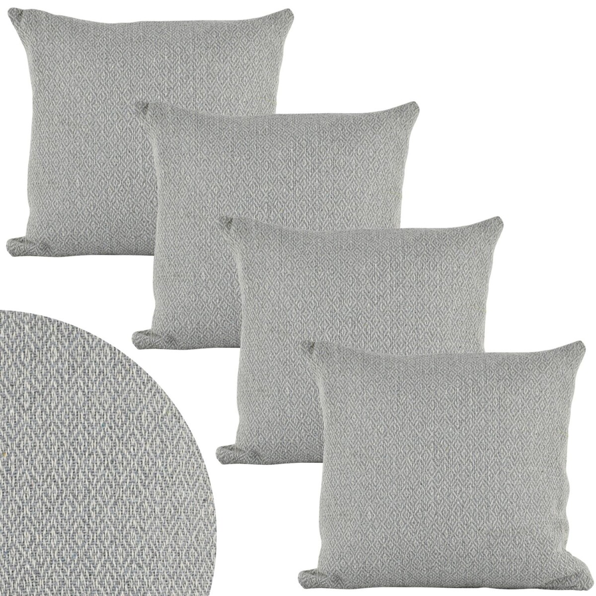 4er Set Boho Kissenbezug Calix modern aus Baumwolle in Grau 