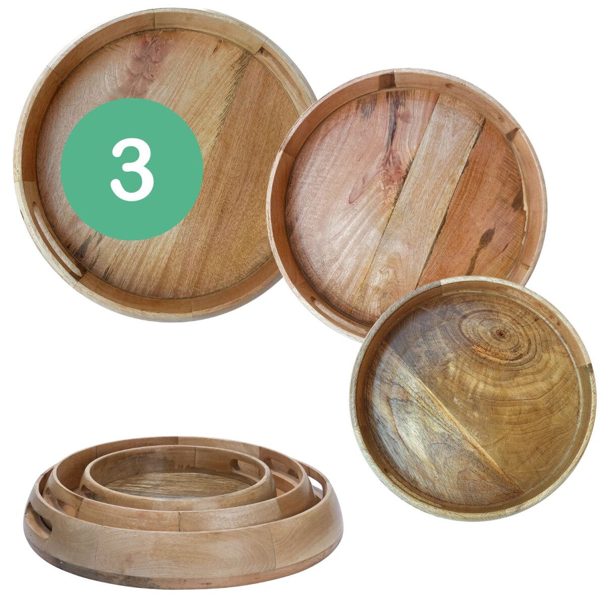 3er Set Boho Serviertablett Kahaya moder box