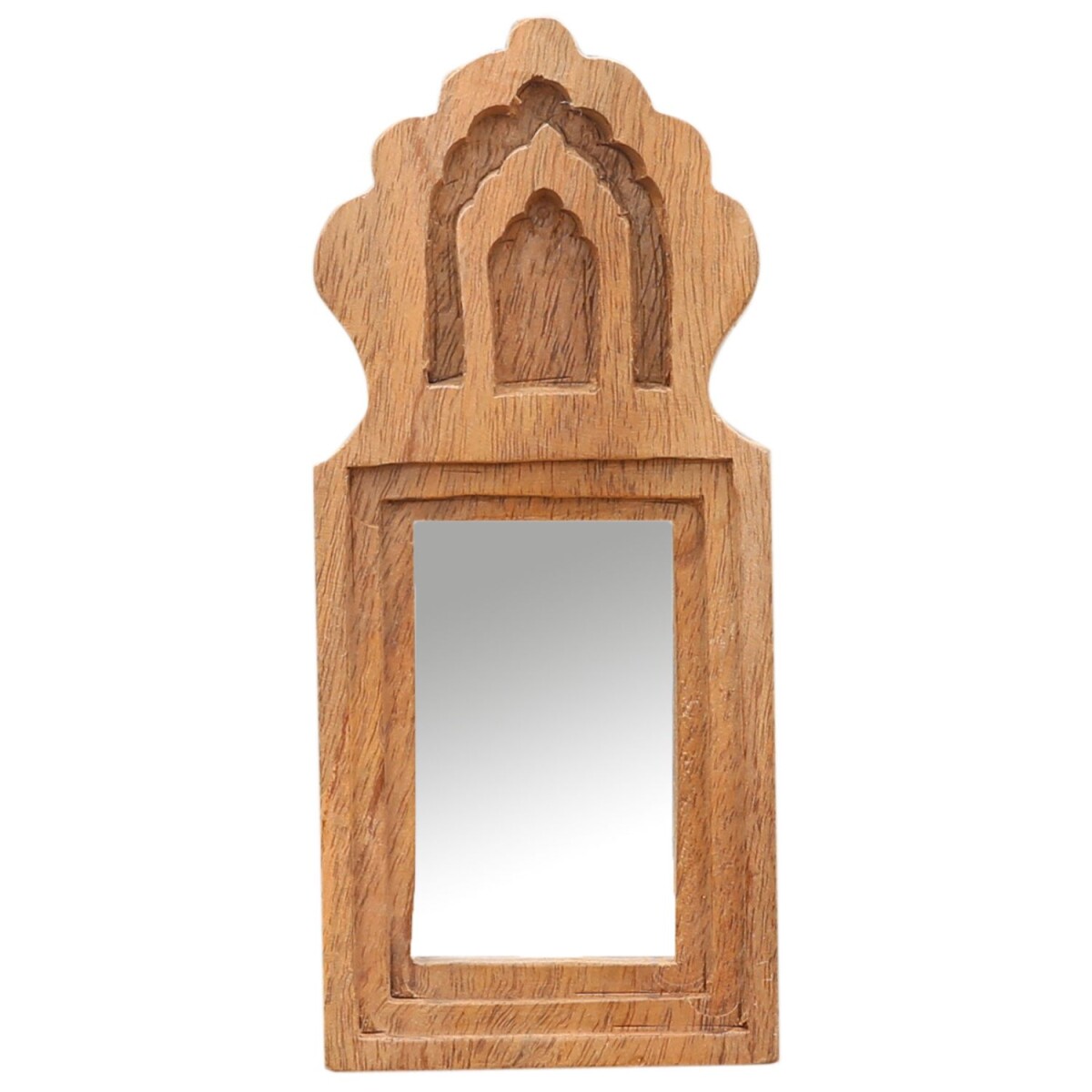 Boho Wandspiegel Mukana handgefertigt aus Naturholz 22 cm ha