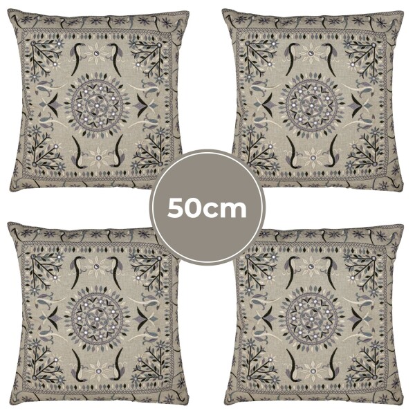 4er Set Kissenbezug Handgefertigt Lodge Grau 50x50cm