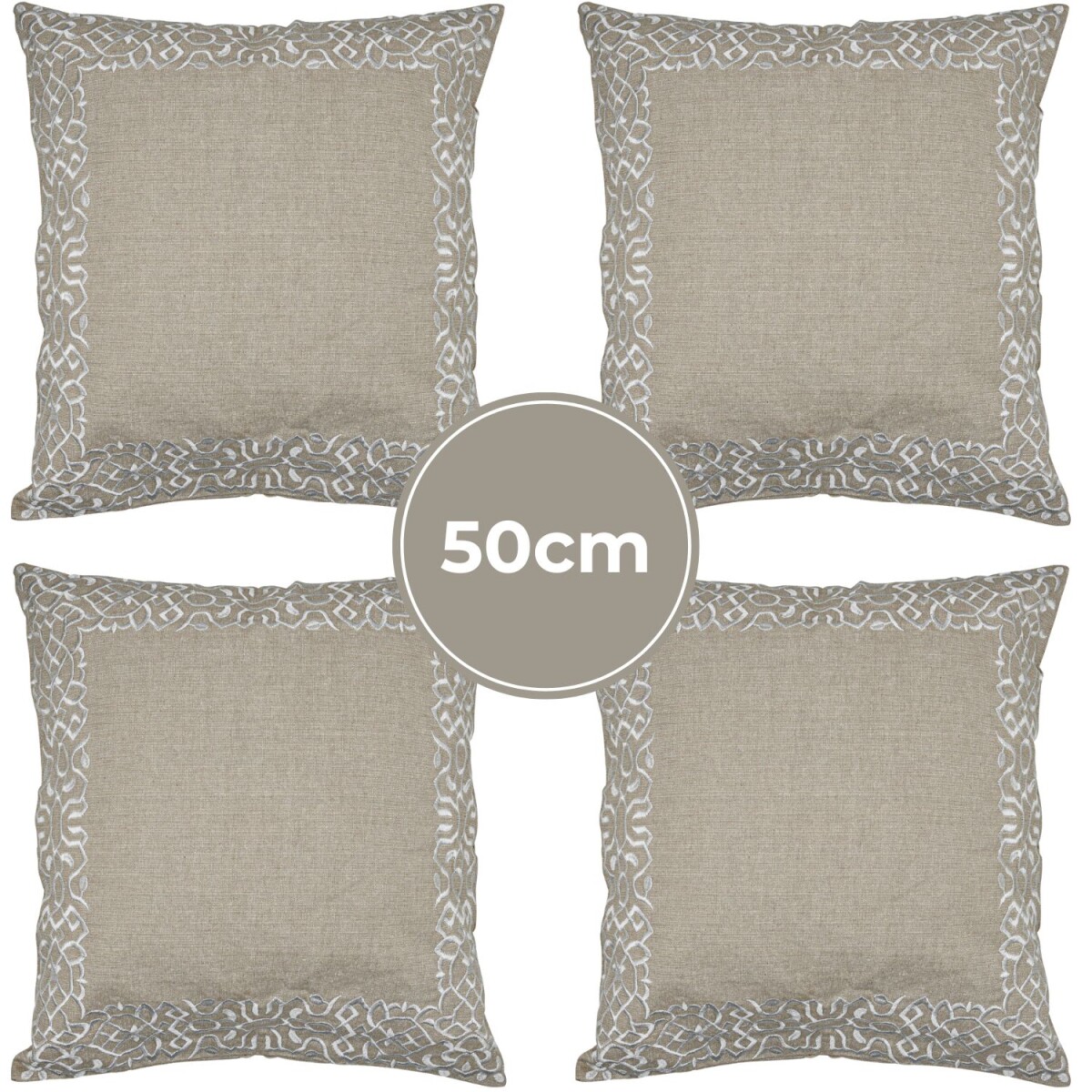 4er Set Boho Kissenbezug Frisia edel aus Baumwolle in Wei&sz