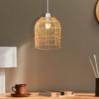 Hängeleuchte Ylvana Bast 27cm | Boho Natur-Lampenschirm aus Bast