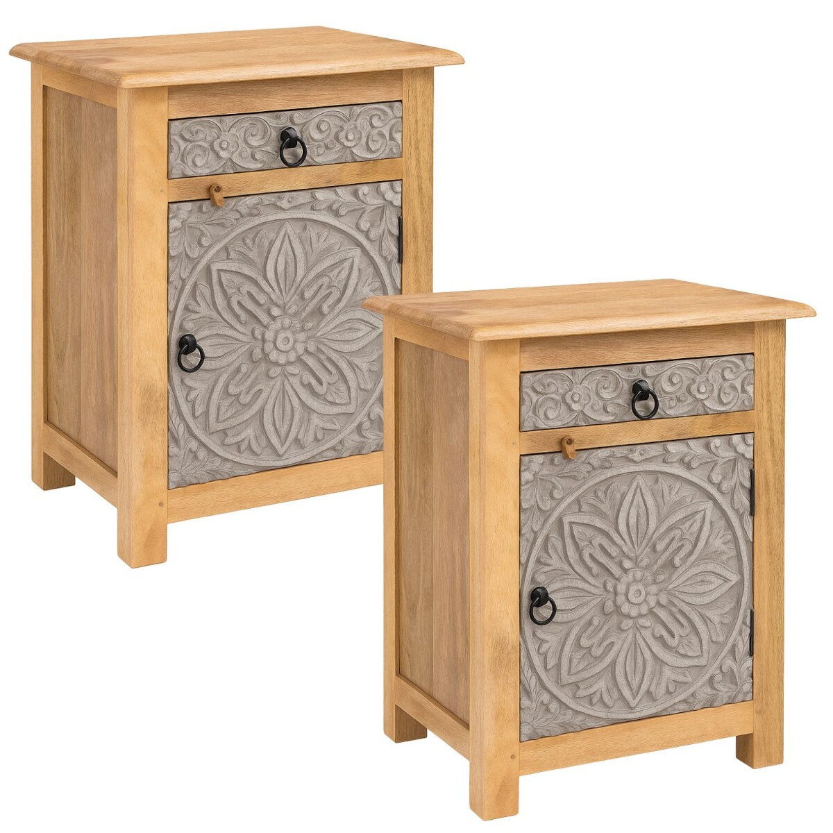 2er Set Boho Nachttisch Ferial edel aus  box