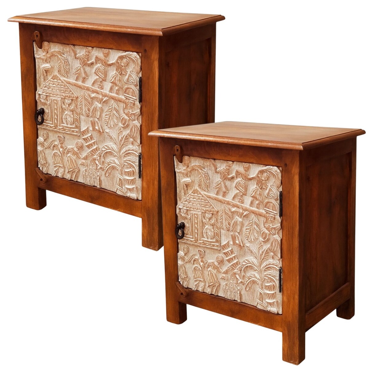 2er Set Boho Nachttisch Faten modern aus box