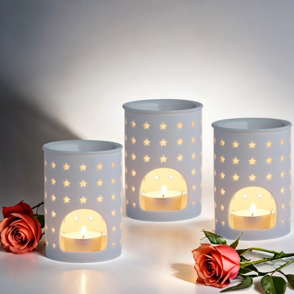 3er Set Duftlampe Aromalampe aus Keramik box