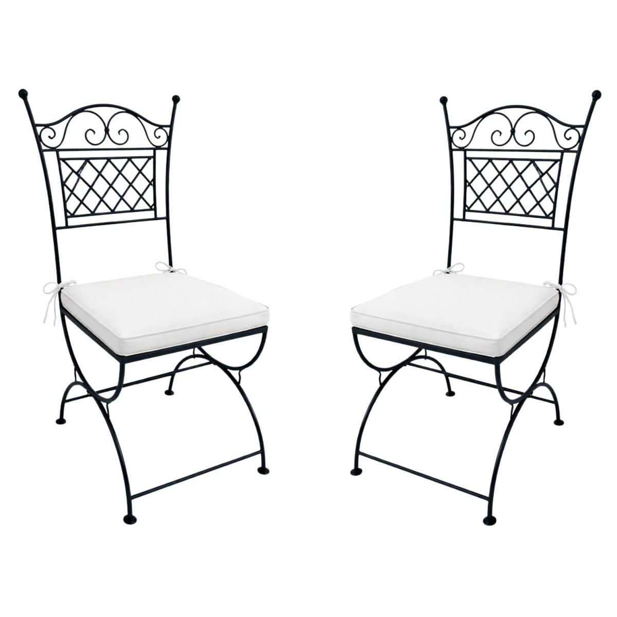 2er Set Mediterraner Gartenstuhl Caravaca aus Eisen in Schwa