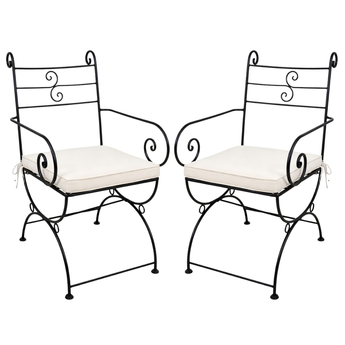 2er Set Mediterraner Gartenstuhl Almagro aus Eisen in Schwar