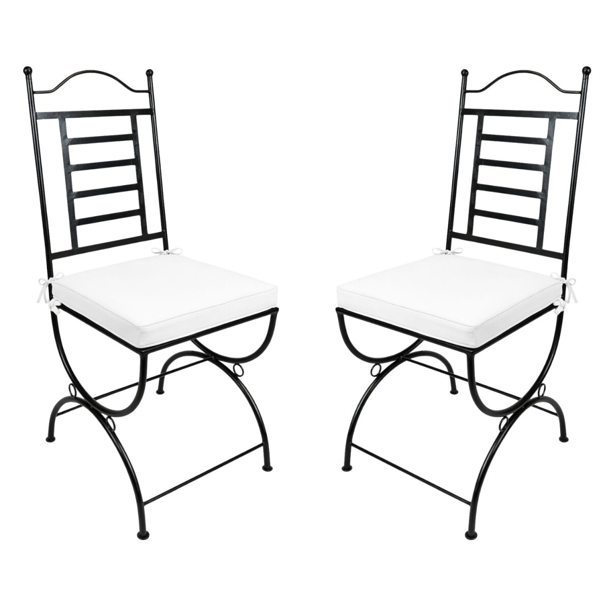2er Set Mediterraner Gartenstuhl La Linea aus Eisen in Schwa