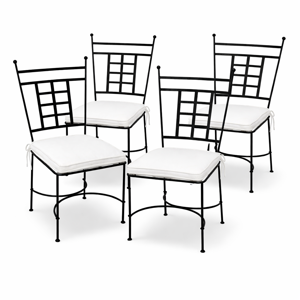 4er Set Mediterraner Gartenstuhl Athen aus Eisen in Schwarz 