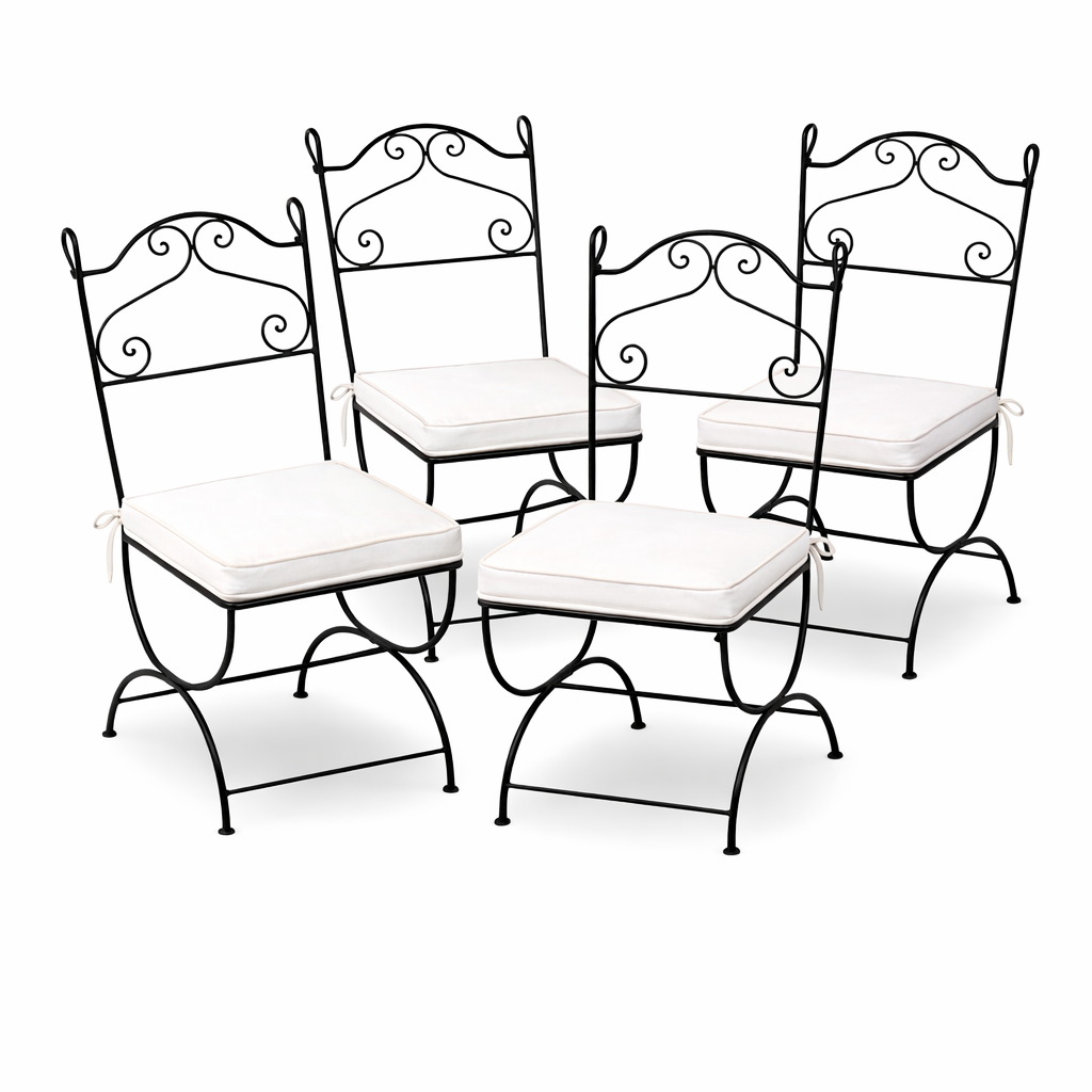 4er Set Eisenstuhl Stuhl Malaga Handarbeit | Gartenstuhl Med