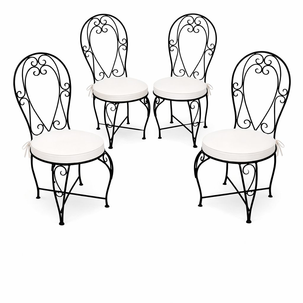 4er Set Eisenstuhl Stuhl Elsol Handarbeit | Gartenstuhl Medi