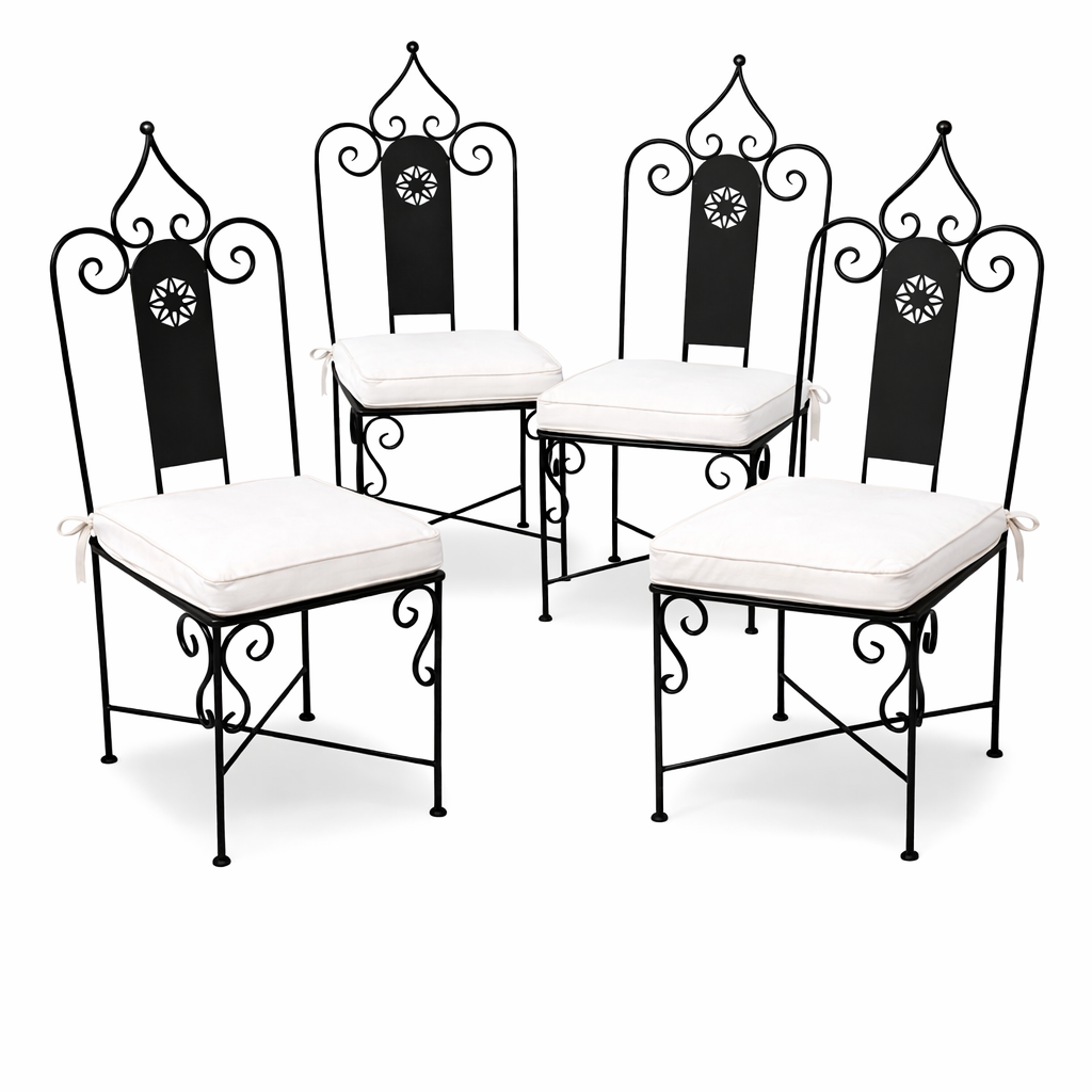 4er Set Eisenstuhl Andalousien Handarbeit | Gartenstuhl Medi