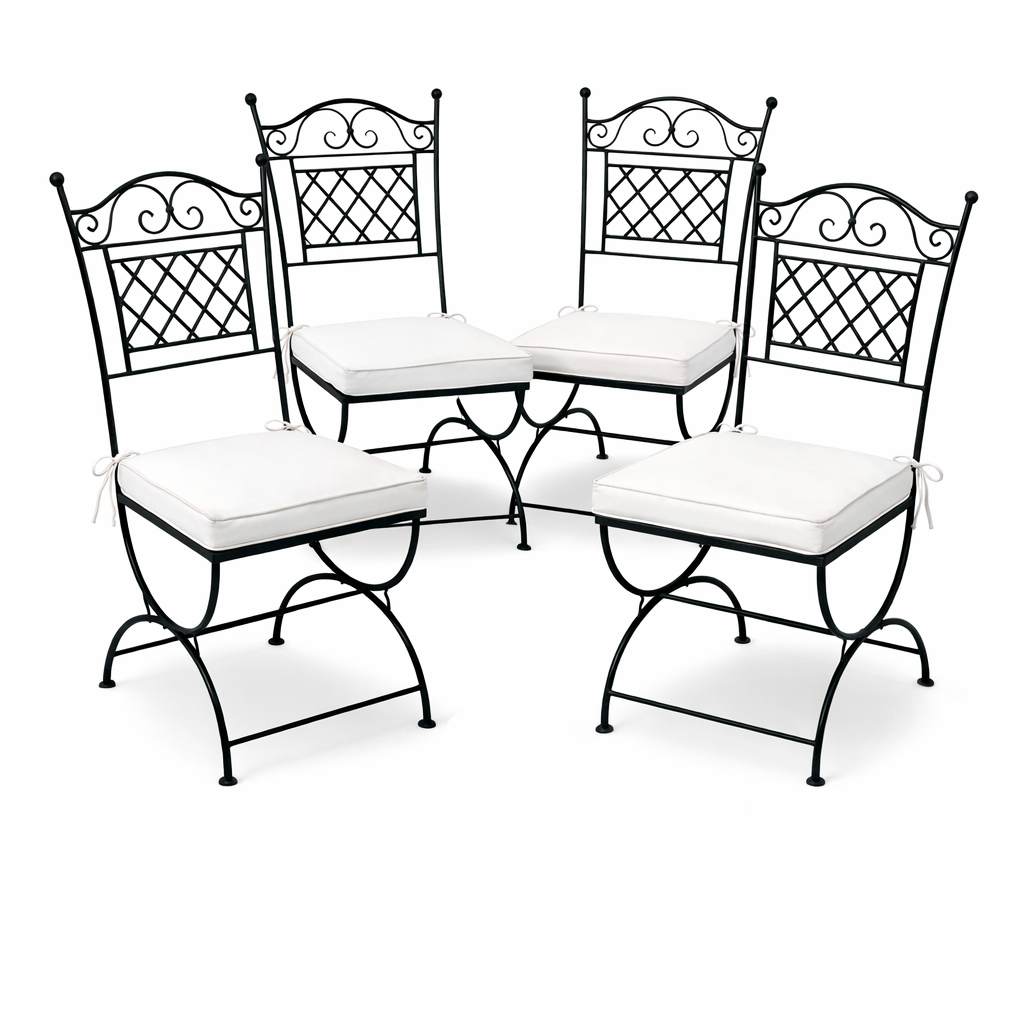 4er Set Eisenstuhl Stuhl Caravaca Handarbeit | Gartenstuhl M