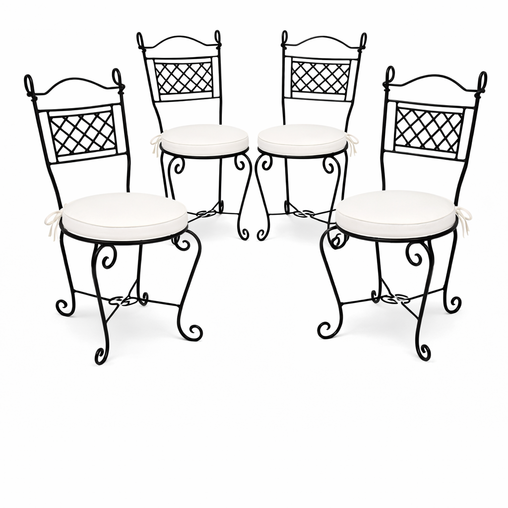 4er Set Mediterraner Gartenstuhl Rioja aus Eisen in Schwarz 