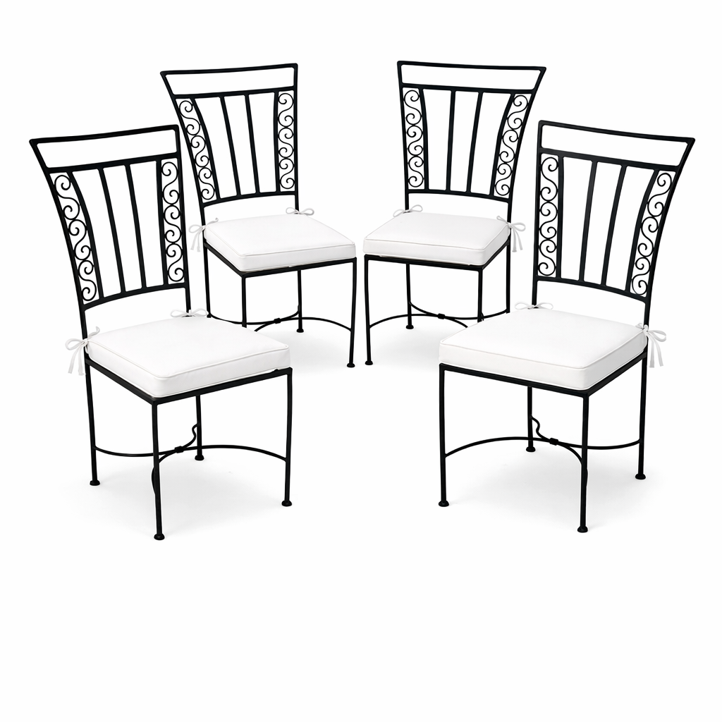 4er Set Mediterraner Gartenstuhl Ronda edel aus Eisen in Sch