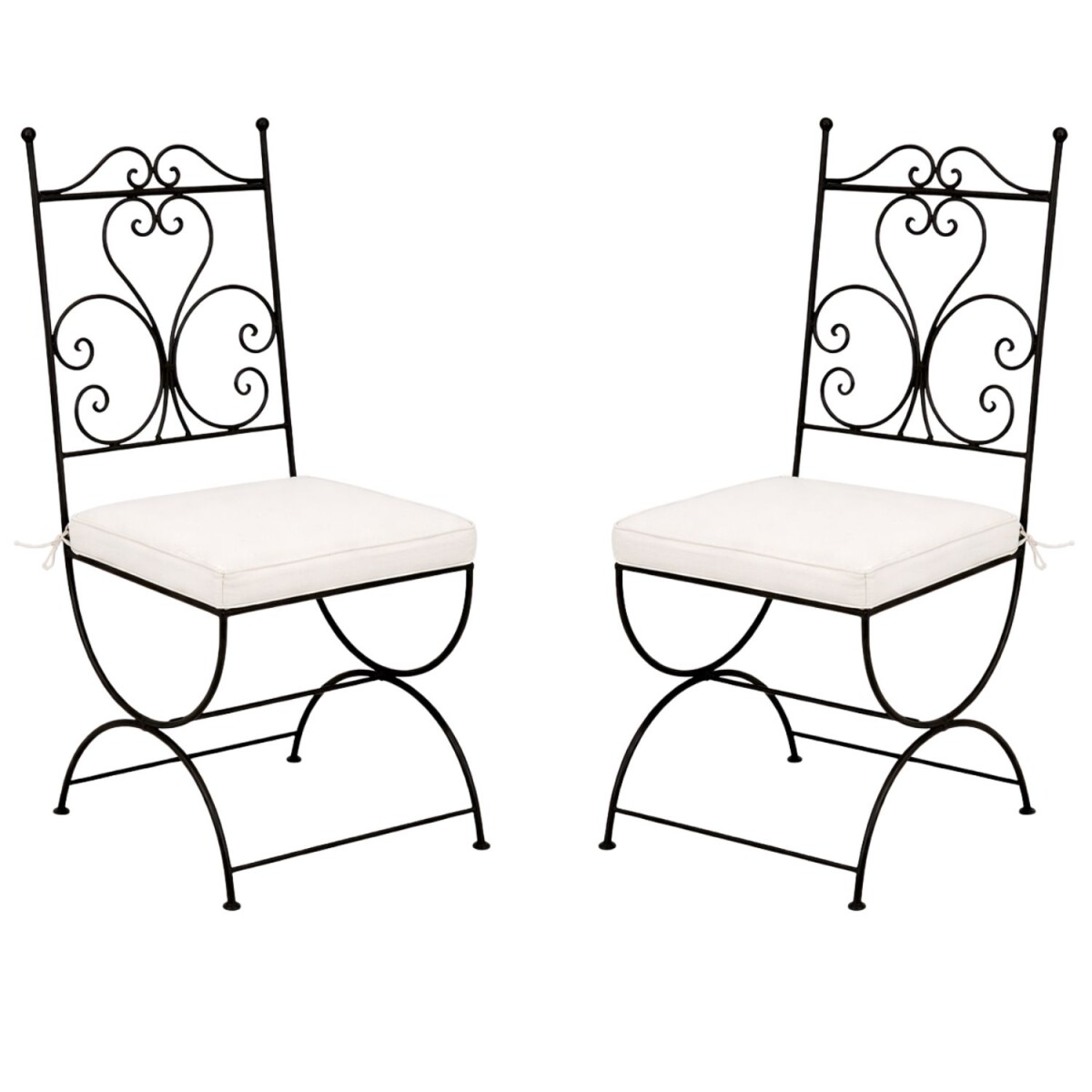 2er Set Mediterraner Gartenstuhl Cuenca aus Eisen in Schwarz