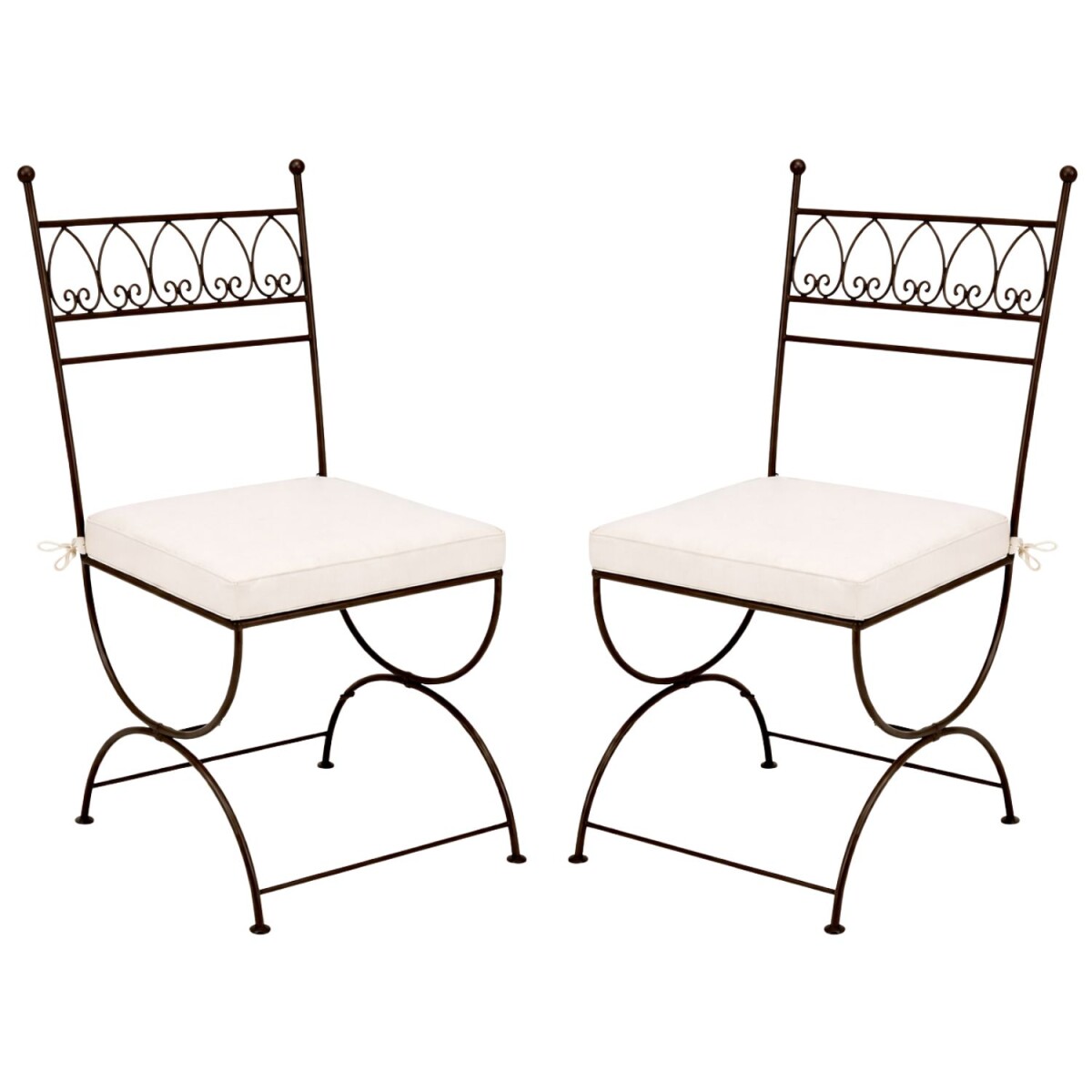 2er Set Mediterraner Gartenstuhl Merida aus Eisen in Schwarz