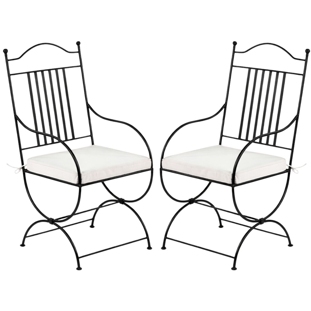 2er Set Mediterraner Gartenstuhl Ourense XL Stuhl aus Eisen 