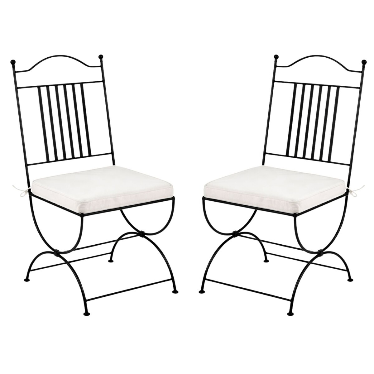 2er Set Mediterraner Gartenstuhl Ourense aus Eisen in Schwar