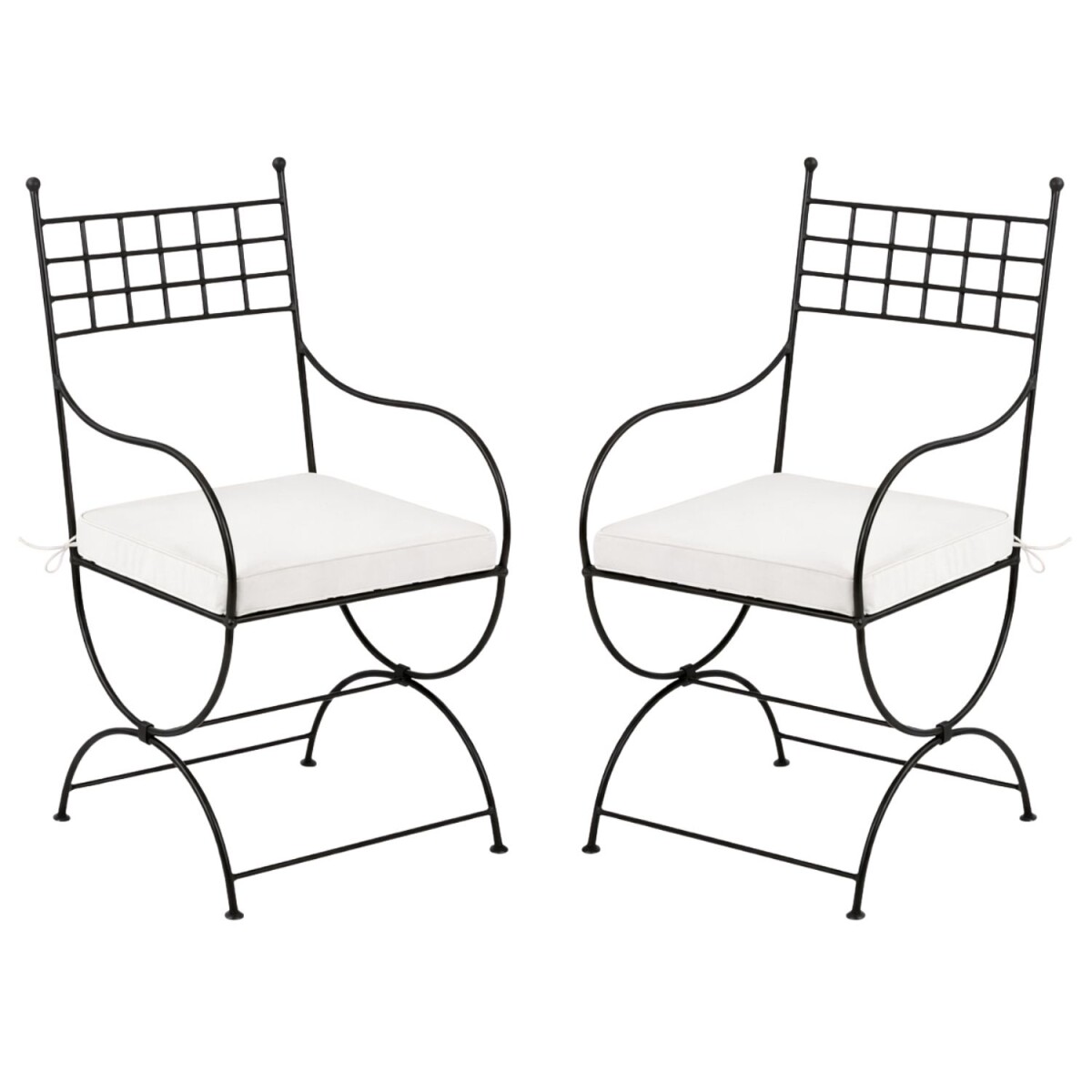 2er Set Mediterraner Gartenstuhl Toledo XL aus Eisen in Schw