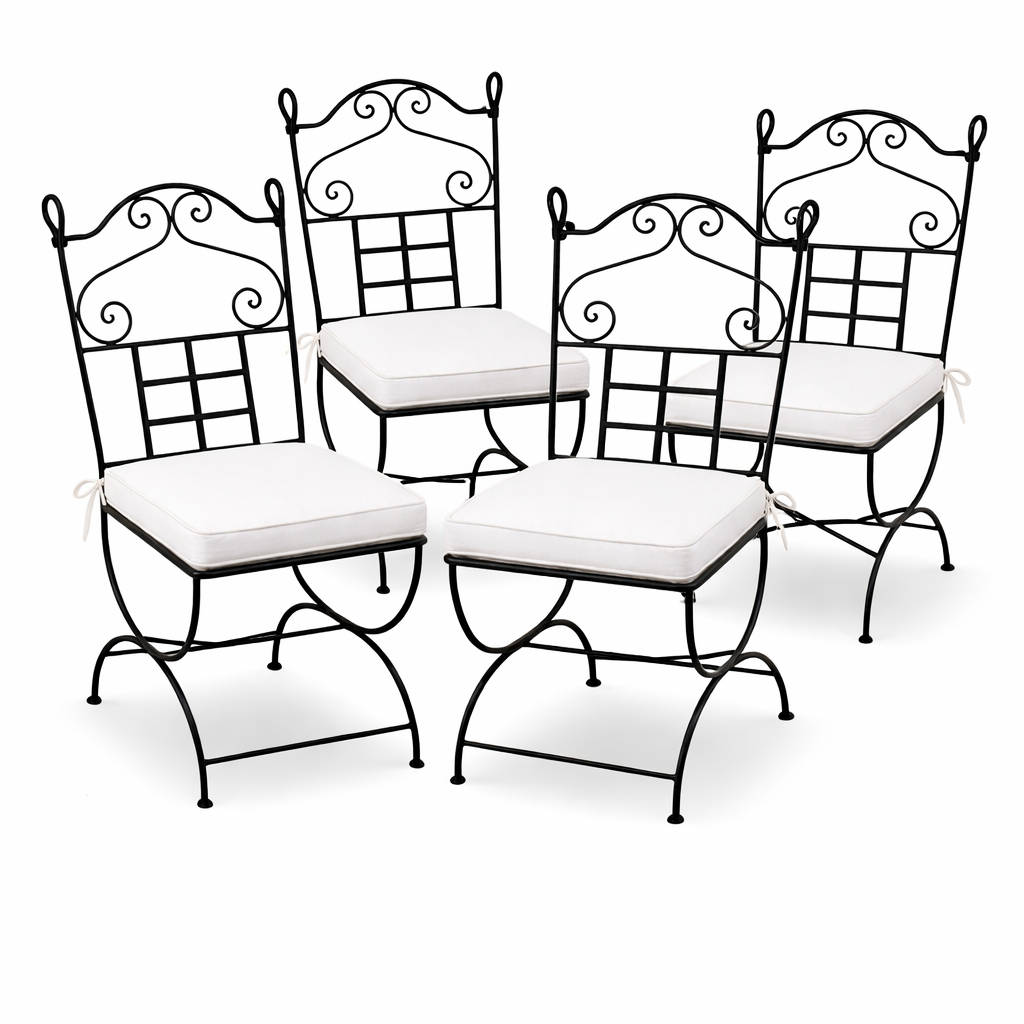 4er Set Eisenstuhl Stuhl Badayoz Handarbeit Gartenstuhl Medi