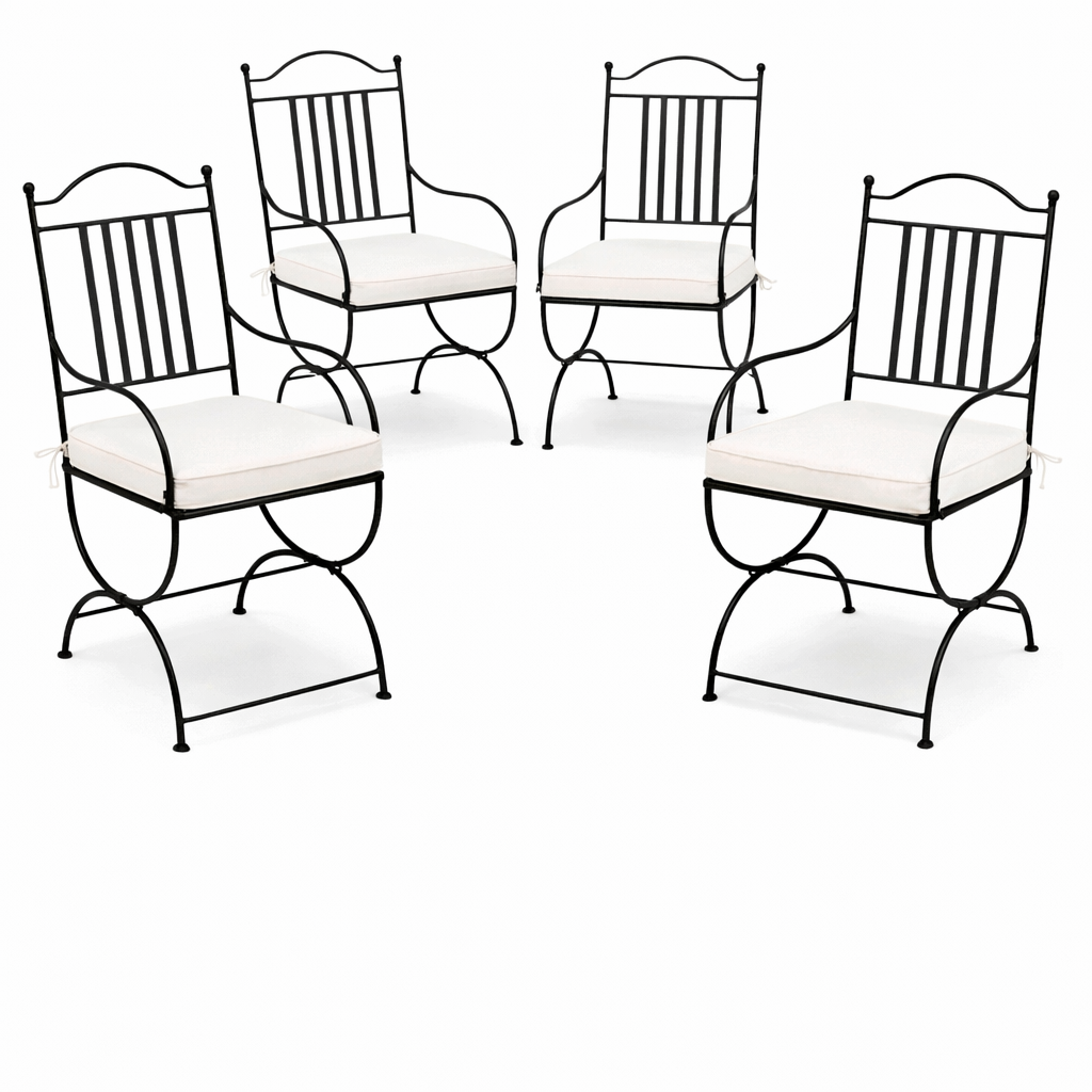 4er Set Mediterraner Gartenstuhl Ourense XL Stuhl aus Eisen 
