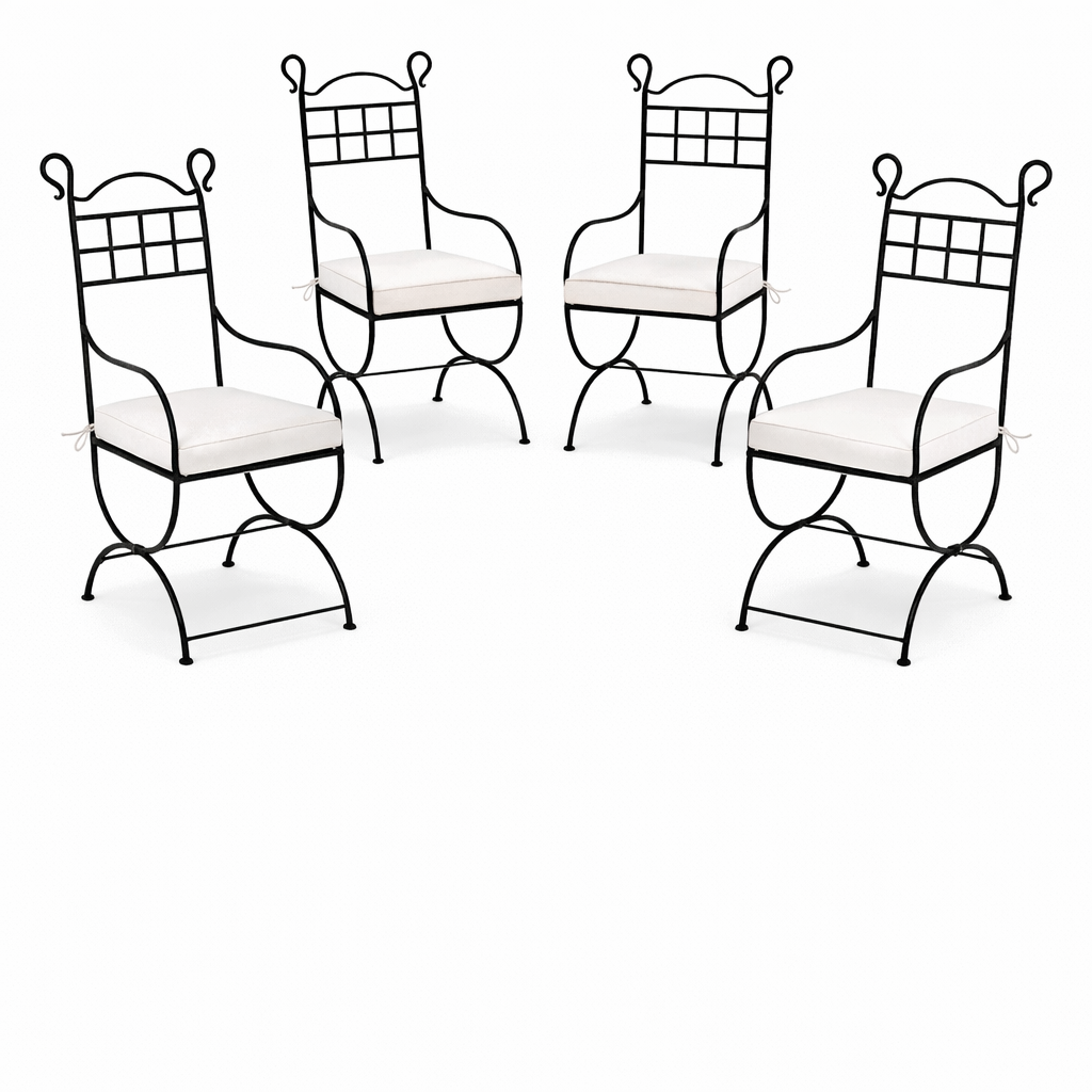 4er Set Mediterraner Gartenstuhl Segovia XL Stuhl aus Eisen 