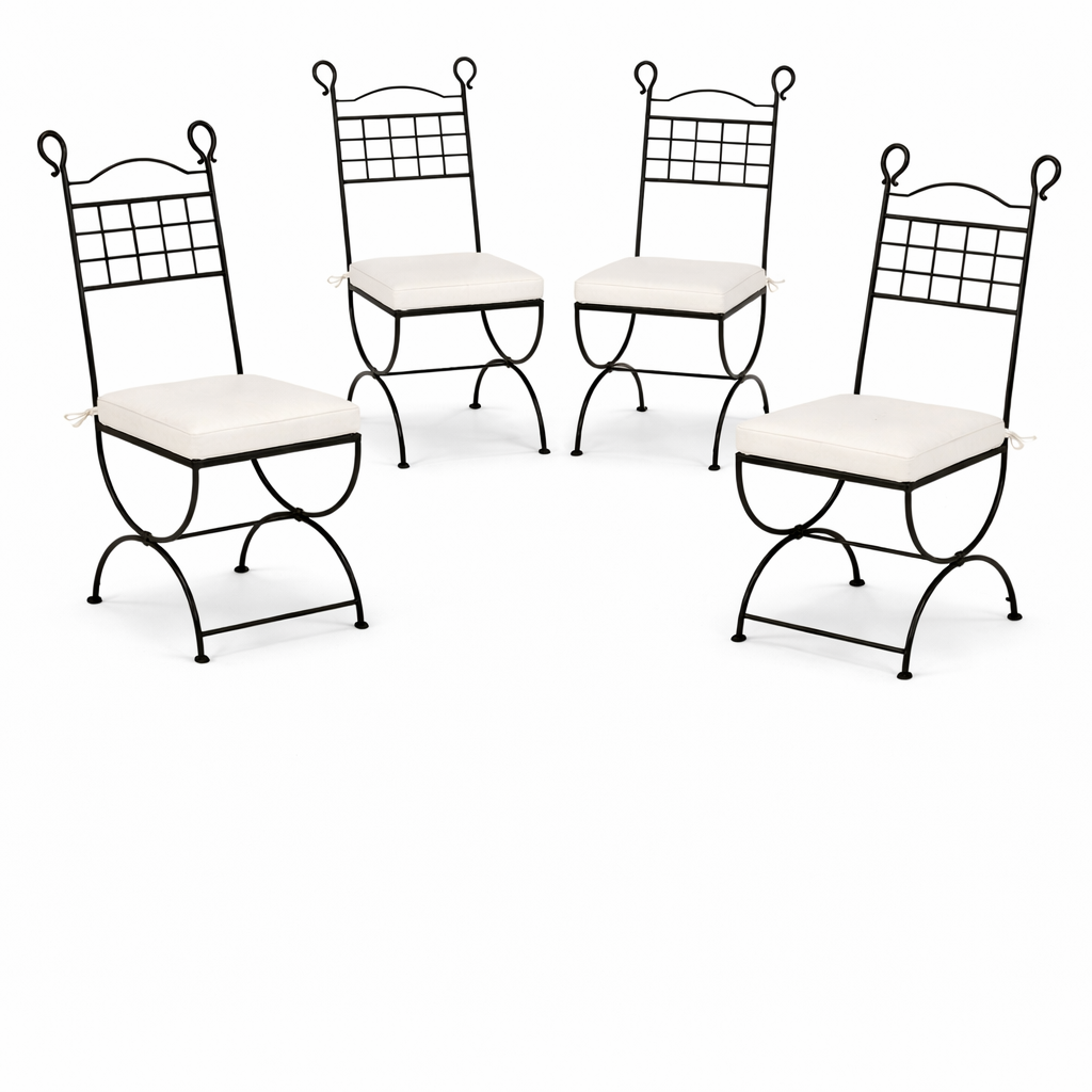 4er Set Mediterraner Gartenstuhl Segovia aus Eisen in Schwar